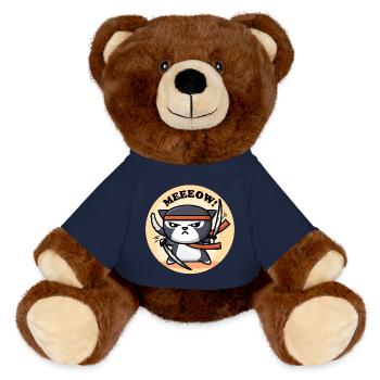 Cute Ninja Cat - MiniFeet® RecycelBär® Teddy Bear Brown - french navy - Front