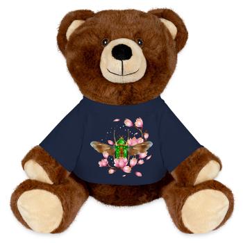 Stephanorrhina guttata species with magnolia - MiniFeet® RecycelBär® Teddy Bear Brown - french navy - Front