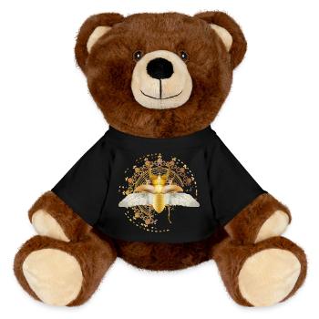 goldfarbener Hirschkäfer mit Flügel im Ornament - MiniFeet® RecycelBär® Braun - Schwarz - Vorne