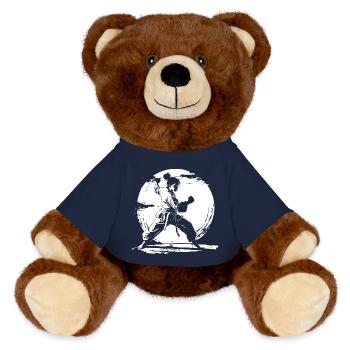 Karate Girl Drawing - MiniFeet® RecycelBär® Teddy Bear Brown - french navy - Front