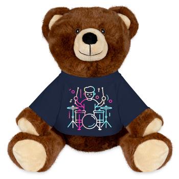 Drummer Boy Drawing - MiniFeet® RecycelBär® Teddy Bear Brown - french navy - Front