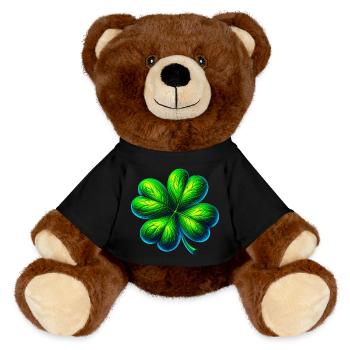 Four-leaf clover - MiniFeet® RecycelBär® Teddy Bear Brown - black - Front
