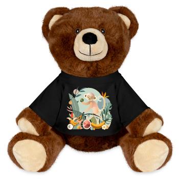 Playful monkey with tropical fruits - MiniFeet® RecycelBär® Teddy Bear Brown - black - Front