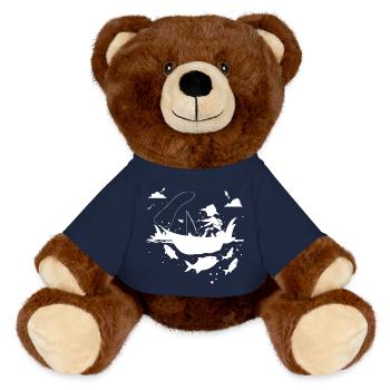 Angeln Comic Look - MiniFeet® RecycelBär® Braun - French Navy - Vorne