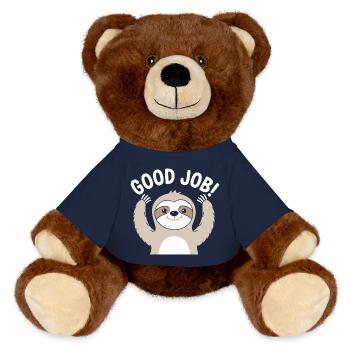 Faultier Gute Arbeit Prost - MiniFeet® RecycelBär® Braun - French Navy - Vorne