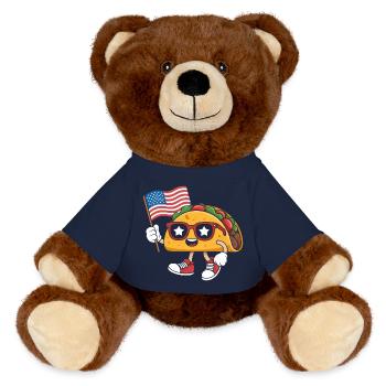  Patriotic Kawaii Taco Independence Day 4th of - MiniFeet® RecycelBär® Braun - French Navy - Vorne