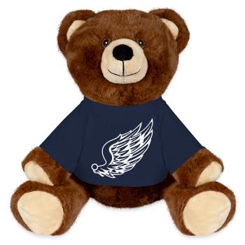 Ailes avec dessin de plumes dynamiques - Nounours RecycelBär® marron - bleu marine - Devant
