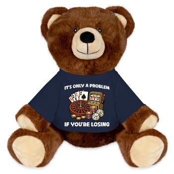Seulement un problème Casino Gambling Funny Player - Nounours RecycelBär® marron - bleu marine - Devant