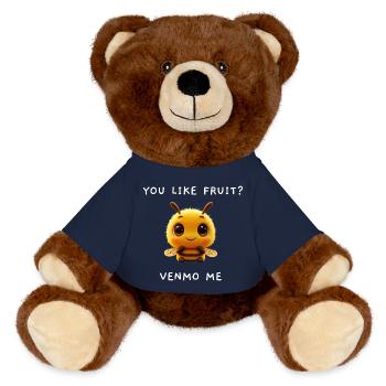 Abeille mignonne « Venmo Me » Meme Saying - Nounours RecycelBär® marron - bleu marine - Devant