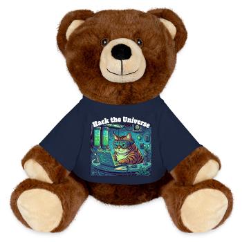 Hackerkatze im Universum - MiniFeet® RecycelBär® Braun - French Navy - Vorne