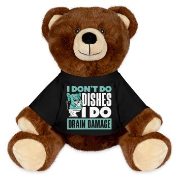 Toilet Clogging Master Funny - MiniFeet® RecycelBär® Teddy Bear Brown - black - Front