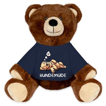Hundemüde Golden Retriever Goldie Goldiebesitzer - MiniFeet® RecycelBär® Braun - French Navy - Vorne