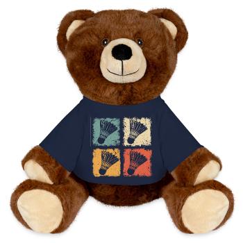 Badminton Shuttlecock Style Rétro - Nounours RecycelBär® marron - bleu marine - Devant