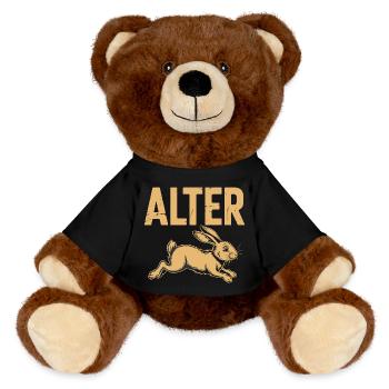  Alter Lustiger Hase Spruch Oster Motiv Für - MiniFeet® RecycelBär® Braun - Schwarz - Vorne