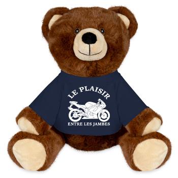 Le plaisir de la moto - Nounours RecycelBär® marron - bleu marine - Devant