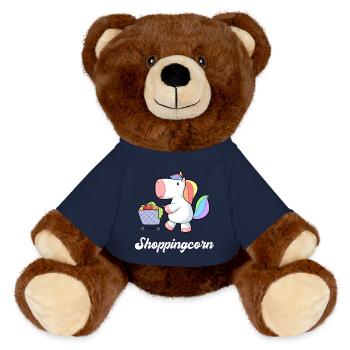 Unicorn Unicorn Shopping Cart Comic Sweet - MiniFeet® RecycelBär® Teddy Bear Brown - french navy - Front