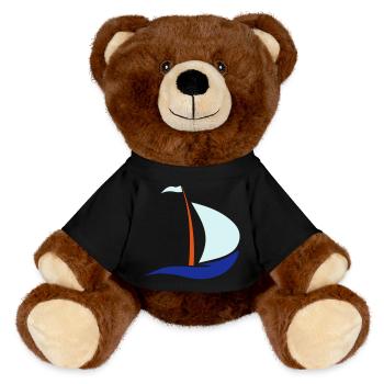 sailboat - MiniFeet® RecycelBär® Teddy Bear Brown - black - Front
