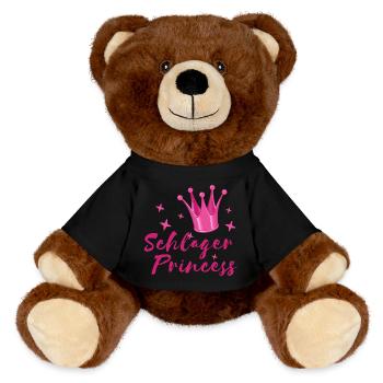 Schlager Princess folk music Schlagerfan Krone - MiniFeet® RecycelBär® Teddy Bear Brown - black - Front