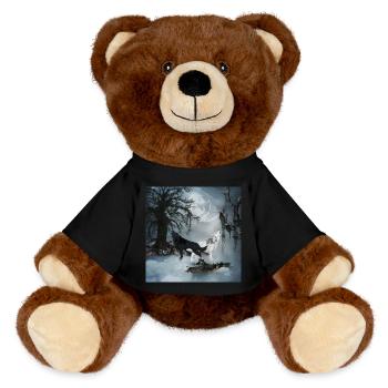 Stunning black and white wolf - MiniFeet® RecycelBär® Teddy Bear Brown - black - Front