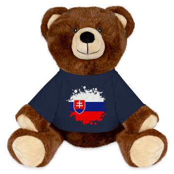 Slowakei Klecks / Geschenk Bratislava Kaschau - MiniFeet® RecycelBär® Braun - French Navy - Vorne