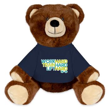 disant: remise en forme - Nounours RecycelBär® marron - bleu marine - Devant