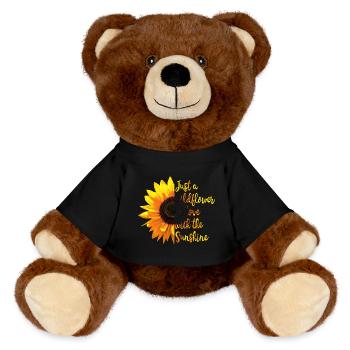 Sonnenblume Inspirierendes Zitat - MiniFeet® RecycelBär® Braun - Schwarz - Vorne
