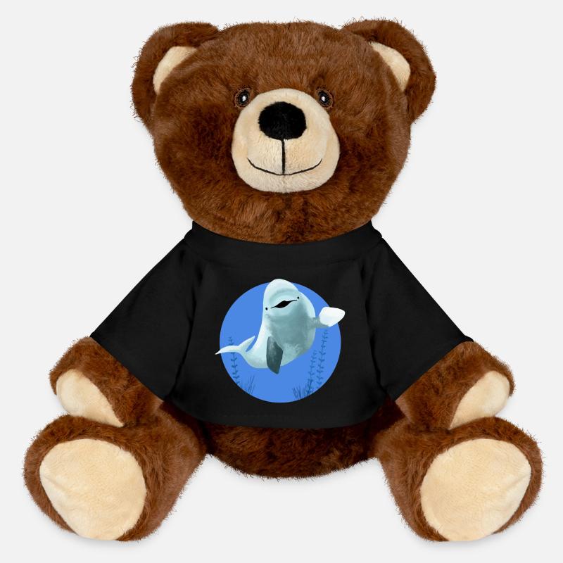 Belouga joyeux dans un cercle bleu - Nounours RecycelBär® marron - noir