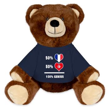 Frankreich und Tunesien 100% brillant / Geschenk - MiniFeet® RecycelBär® Braun - French Navy - Vorne