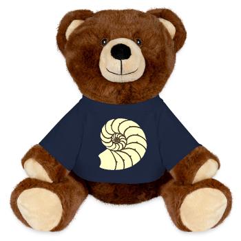 Ammoniten, Urzeitliches Wassertier, Badezimmer - MiniFeet® RecycelBär® Braun - French Navy - Vorne