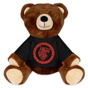 Wikinger-Emblem des Roten Wolfes - MiniFeet® RecycelBär® Braun - Schwarz - Vorne
