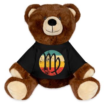 Virgo Astrological Sign - Zodiac Astrology - MiniFeet® RecycelBär® Teddy Bear Brown - black - Front