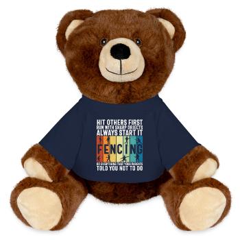Fechtsport Wortspiel für Fechter - MiniFeet® RecycelBär® Braun - French Navy - Vorne