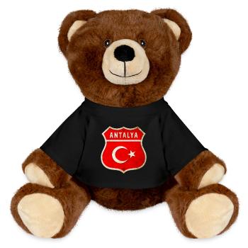 Emblème du drapeau Antalya Turquie - Nounours RecycelBär® marron - noir - Devant