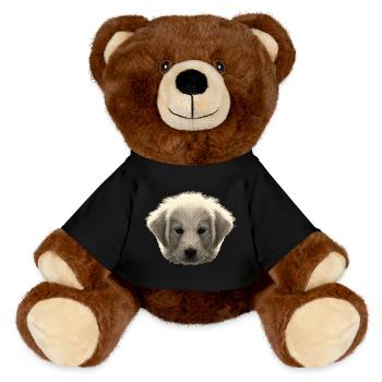 goldie gesicht, hundeliebhaber geschenke - MiniFeet® RecycelBär® Braun - Schwarz - Vorne