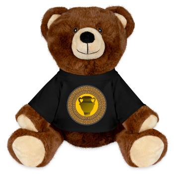 griechisches muster, antike vase griechisch - MiniFeet® RecycelBär® Braun - Schwarz - Vorne