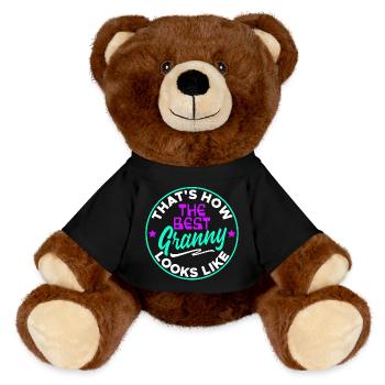 Cool Statement Beste Oma Enkelkind Großmutter - MiniFeet® RecycelBär® Braun - Schwarz - Vorne