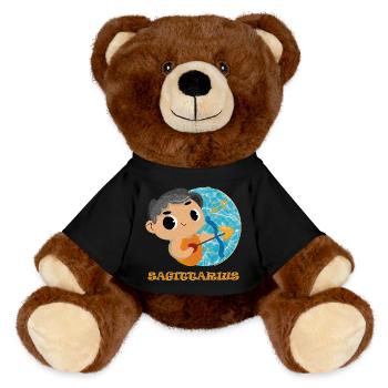 Zodiac sign Sagittarius - MiniFeet® RecycelBär® Teddy Bear Brown - black - Front