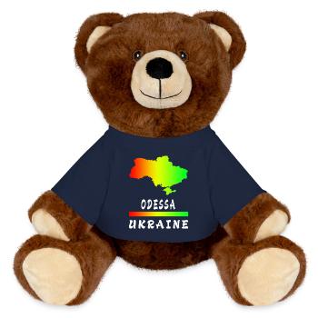 Odessa Ukraine rainbow design - MiniFeet® RecycelBär® Teddy Bear Brown - french navy - Front