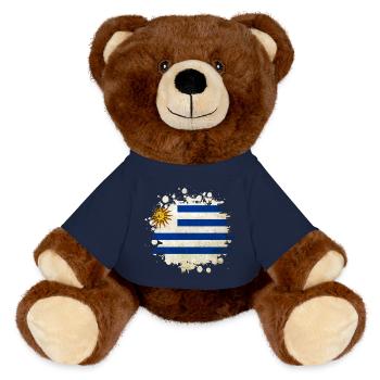 Uruguay Klecks Flaggen Design - MiniFeet® RecycelBär® Braun - French Navy - Vorne