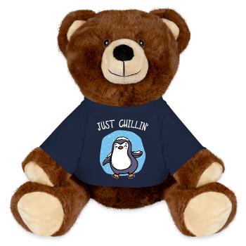 Kalt Schnee Pinguin Eis Cool Statement Tier Vogel - MiniFeet® RecycelBär® Braun - French Navy - Vorne