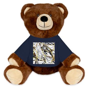Marble Black White Gold Texture - MiniFeet® RecycelBär® Teddy Bear Brown - french navy - Front