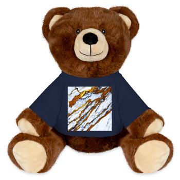 white marble meets gold - MiniFeet® RecycelBär® Teddy Bear Brown - french navy - Front