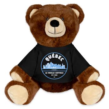 Silhouette de la capitale de La Vieille au Québec - Nounours RecycelBär® marron - noir - Devant