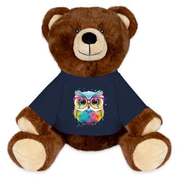 Bunte Brillen Eule - MiniFeet® RecycelBär® Braun - French Navy - Vorne