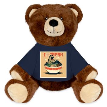 Ramen dino dans le style pop art - Nounours RecycelBär® marron - bleu marine - Devant