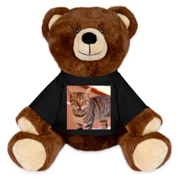 Cat Kitten Poster Square Cat Poster - MiniFeet® RecycelBär® Teddy Bear Brown - black - Front