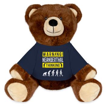 Warnung! Neandertaler denkender - MiniFeet® RecycelBär® Braun - French Navy - Vorne