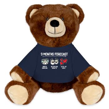 Elternschaft Baby Geboren Schwanger Statement Herz - MiniFeet® RecycelBär® Braun - French Navy - Vorne