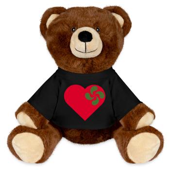 Amour du Pays-Basque. Coeur et lauburu. - Nounours RecycelBär® marron - noir - Devant