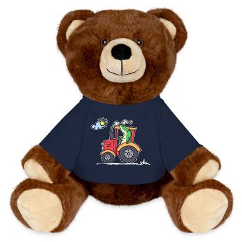 Feld Bauer Traktor Landmaschinen Nutzfahrzeug - MiniFeet® RecycelBär® Braun - French Navy - Vorne